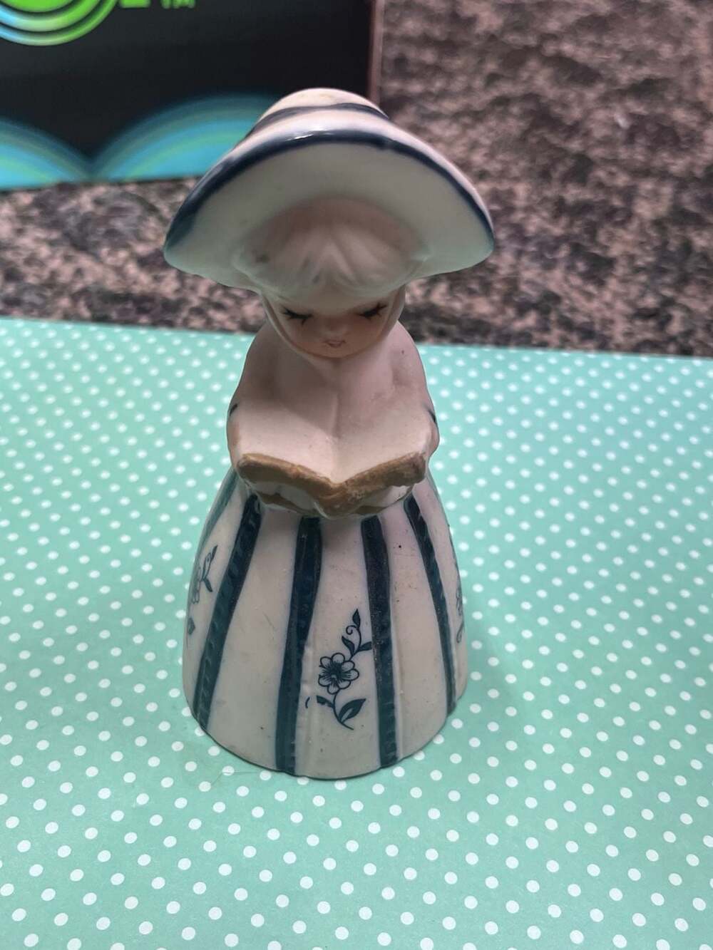 Vintage Jasco Royal Majestic Bisque Porcelain Caroler Girl Bell